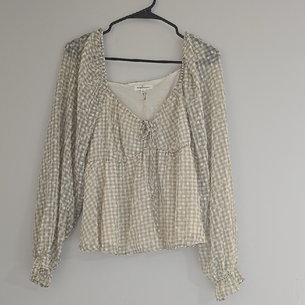 Checkered Long Sleeve Blouse